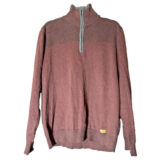 Mexx 3/4 Zip Mock Neck Sweater Mens L Color Block 100% Cotton Grunge Streetwear - Picture 1 of 8